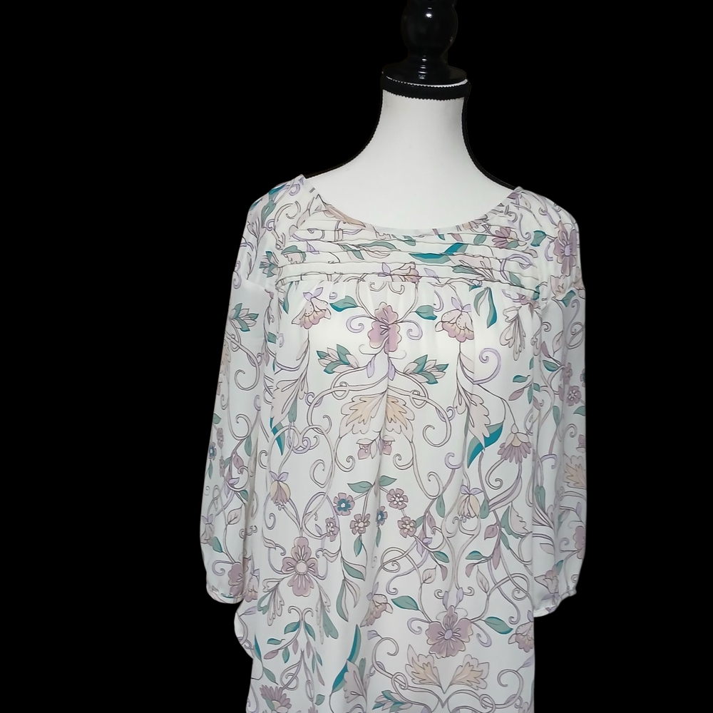 LC Lauren Conrad Cream 3/4 Sleeve Relaxed Blouse
